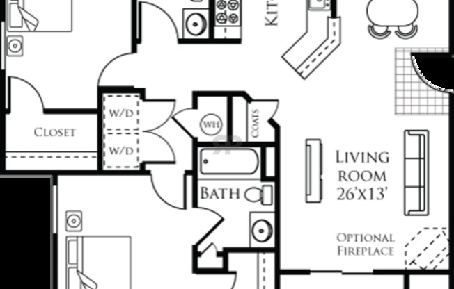 2 beds, 2 baths, 971 sqft, $1,550