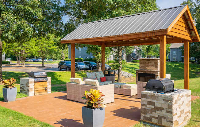 Outdoor Fireplace Lounge and Grilling Area