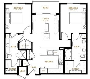 2 beds, 2 baths, 1,067 sqft, $2,027