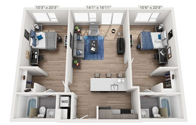 2 beds, 2 baths, 708 sqft, $1,850, Unit 305