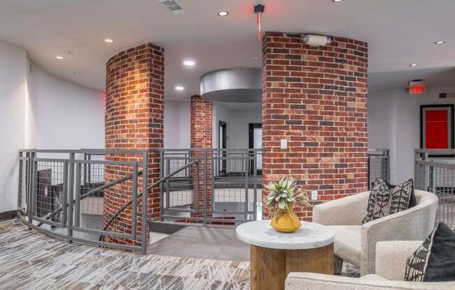 conversation area with comfortable seating at The Core apartments
