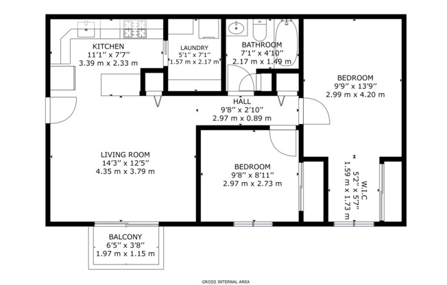 2 beds, 1 bath, 785 sqft, $1,450, Unit B09