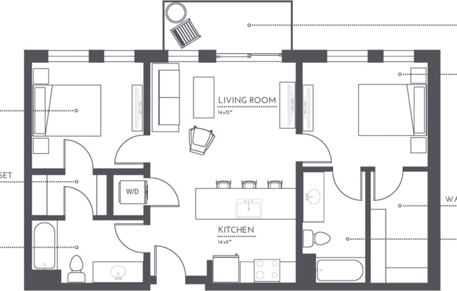 2 beds, 2 baths, 939 sqft, $2,260, Unit 713