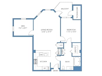 1 bed, 1 bath, 889 sqft, $3,199