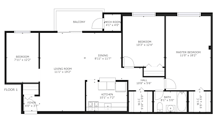 2 beds, 1 bath, 1,105 sqft, $1,774