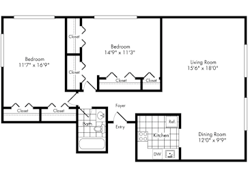 2 beds, 1 bath, 976 sqft, $2,642
