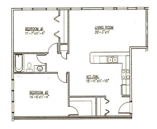 2 beds, 1 bath, 979 sqft, $1,145, Unit 8