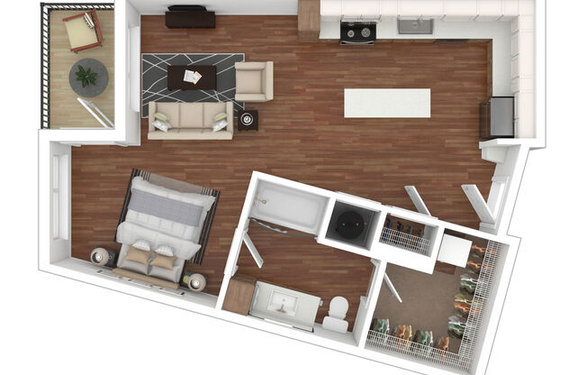 Studio, 1 bath, 625 sqft, $1,391