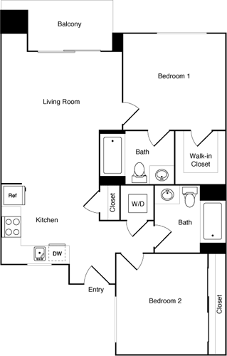 2 beds, 2 baths, 853 sqft, $3,763, Unit 506