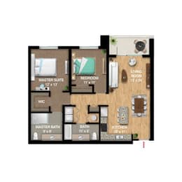 2 beds, 2 baths, 1,107 sqft, $1,745