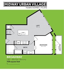 1 bed, 1 bath, 708 sqft, $1,500