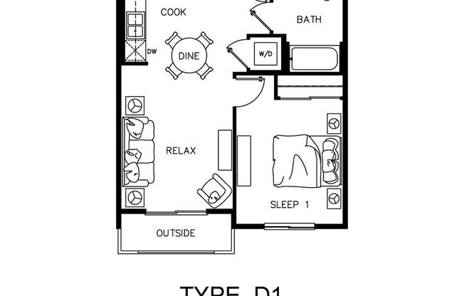 1 bed, 1 bath, 630 sqft, $2,400, Unit 214