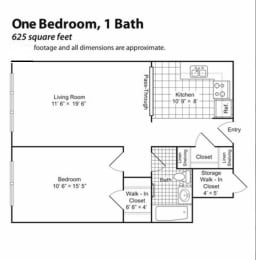 1 bed, 1 bath, 625 sqft, $1,225