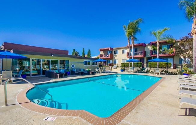 Pool exterior and clubhouse - Mesa Vista Apartments