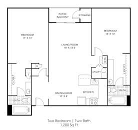 2 beds, 2 baths, 1,200 sqft, $1,584