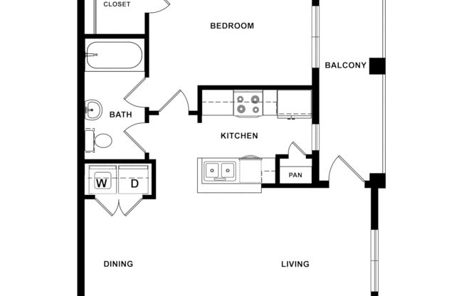1 bed, 1 bath, 726 sqft, $1,145