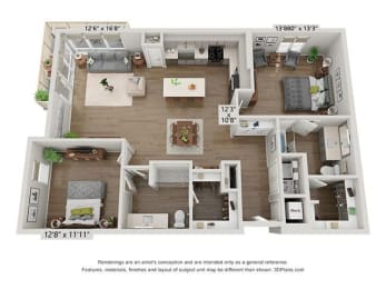 2 beds, 2 baths, 1,350 sqft, $2,920