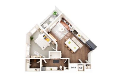 1 bed, 1 bath, 746 sqft, $1,643