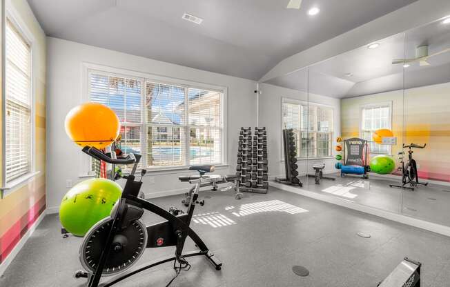 the gym at the flats at big tex apartments