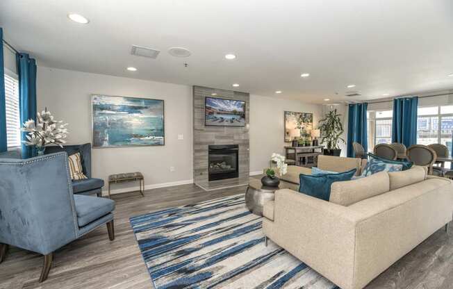 Large Clubhouse With Ample Sitting And Television at Bella Vista Apartments