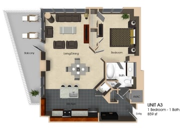 1 bed, 1 bath, 859 sqft, $2,004