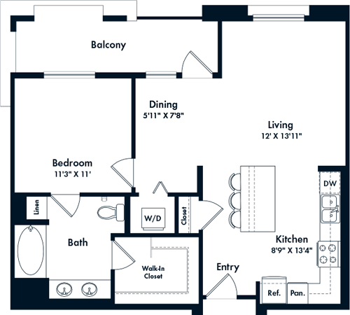 1 bed, 1 bath, 811 sqft, $2,881, Unit 117