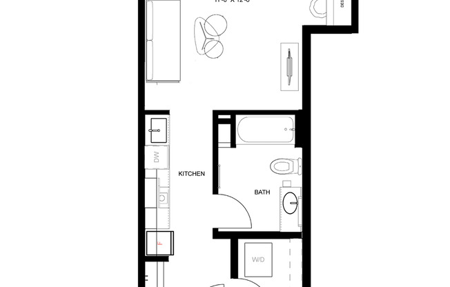 Studio, 1 bath, 411 sqft, $1,400, Unit 511