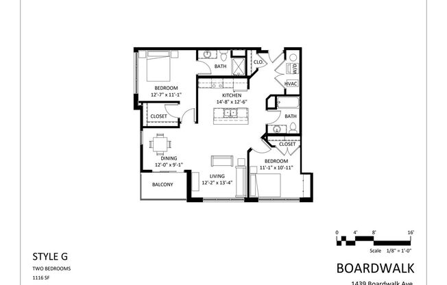 2 beds, 2 baths, 1,116 sqft, $1,750, Unit 202
