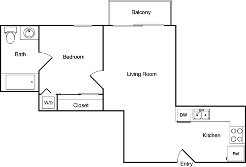 1 bed, 1 bath, 535 sqft, $2,783, Unit 217