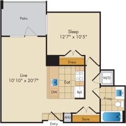 1 bed, 1 bath, 675 sqft, $2,134