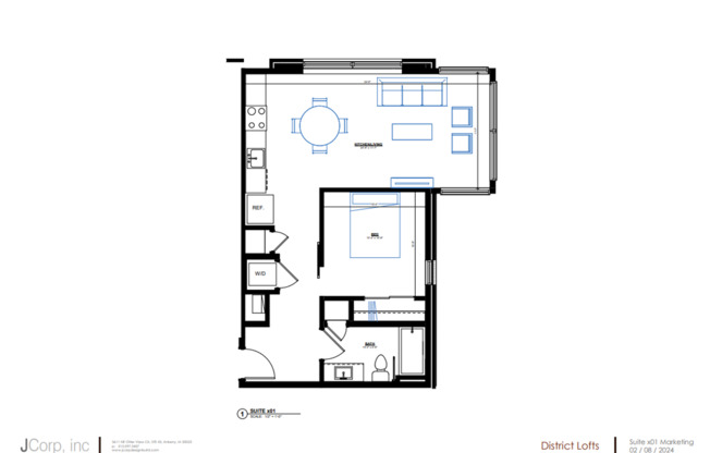 1 bed, 1 bath, 624 sqft, $1,300, Unit 302