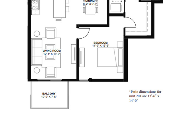 1 bed, 1 bath, 918 sqft, $2,095, Unit 204