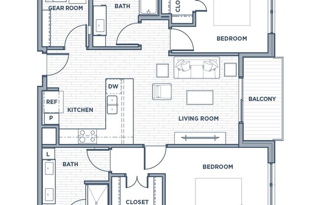 2 beds, 2 baths, 1,073 sqft, $1,995, Unit 1221
