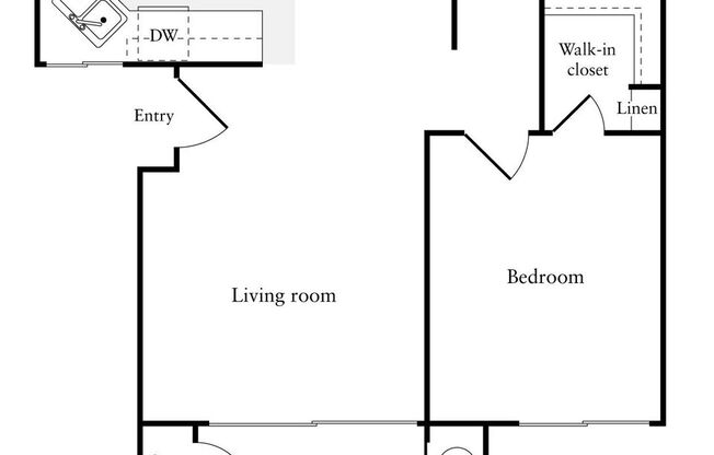 1 bed, 1 bath, 520 sqft, $2,319