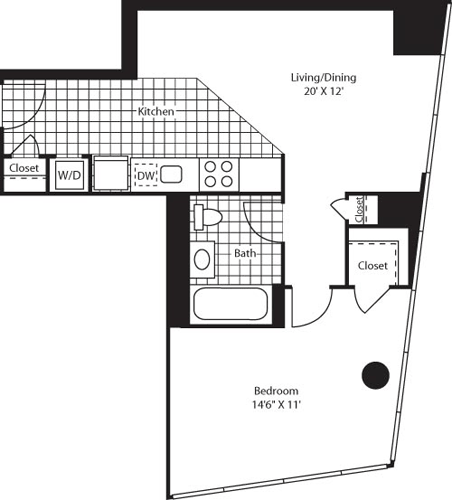 1 bed, 1 bath, 694 sqft, $3,963, Unit 4507