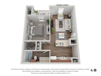 1 bed, 1 bath, 646 sqft, $992