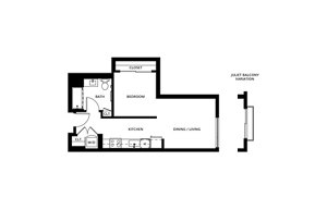 1 bed, 1 bath, 521 sqft, $2,835