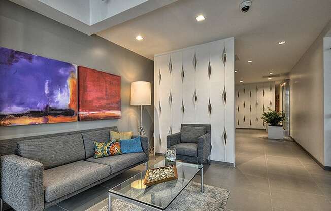 Furnished Living room and hally Merritt on 3rd Apt rentals in Oakland, CA 