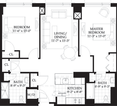 2 beds, 2 baths, 1,112 sqft, $4,495, Unit 1008