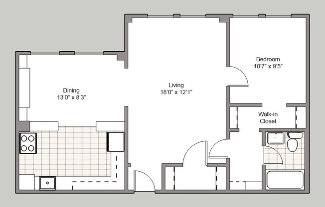 1 bed, 1 bath, 630 sqft, $1,500
