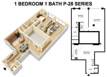 1 bed, 1 bath, 630 sqft, $1,637