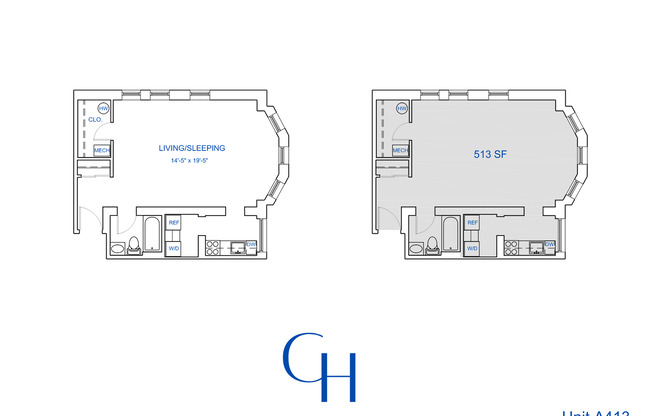 Studio, 1 bath, 500 sqft, $1,539, Unit A-413