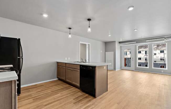 kitchen looking into living room