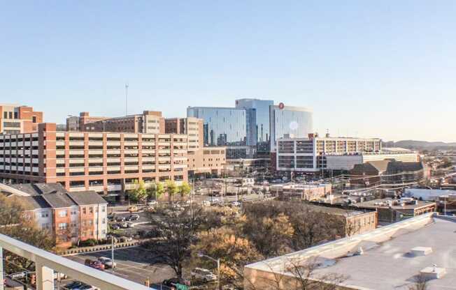 the view of the city from the balcony of a condo at 20 Midtown, Birmingham, Alabama