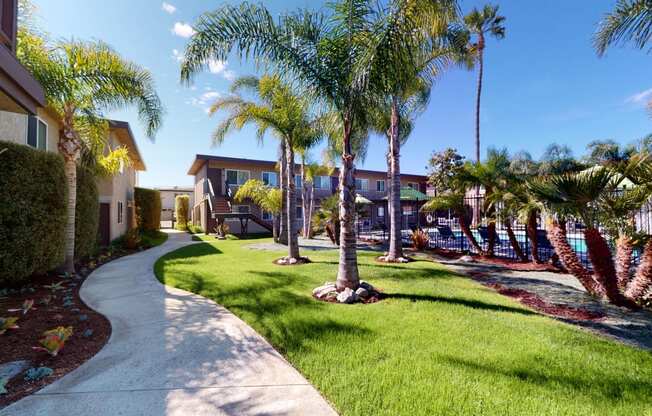 Swimming Pool and Spa at Huntington Cove Apartment Homes in Huntington Beach, California.
