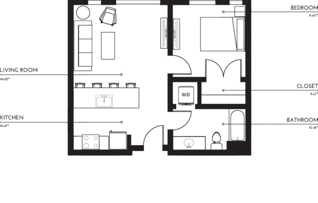 1 bed, 1 bath, 615 sqft, $1,680, Unit 438