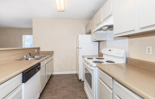 a kitchen with a stove and a sink