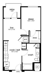 1 bed, 1 bath, 597 sqft, $2,770