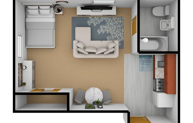 Studio, 1 bath, 400 sqft, $740, Unit 72-C14