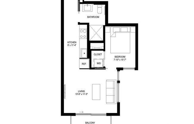 1 bed, 1 bath, 480 sqft, $2,495, Unit 404